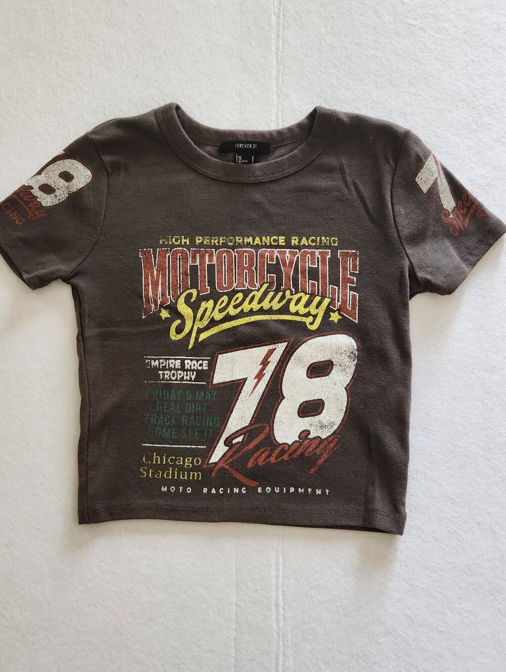 Forever 21 Brown Motorcycle Speedway Crop Top Size Small